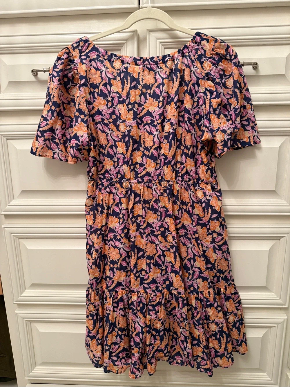 J. Crew Navy Mini Dress with Peach, Navy & Pink Floral
